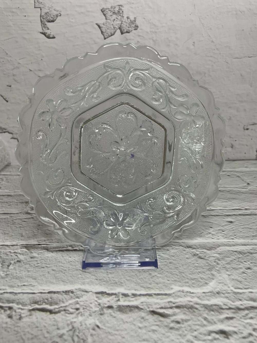 Vintage Indiana Glass Tiara Sandwich Pattern Clear Hexagon Bowl